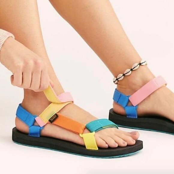 EUC Teva Original Universal Multilcolor Straps Sport Sandals Hook&Loop - Picture 3 of 11
